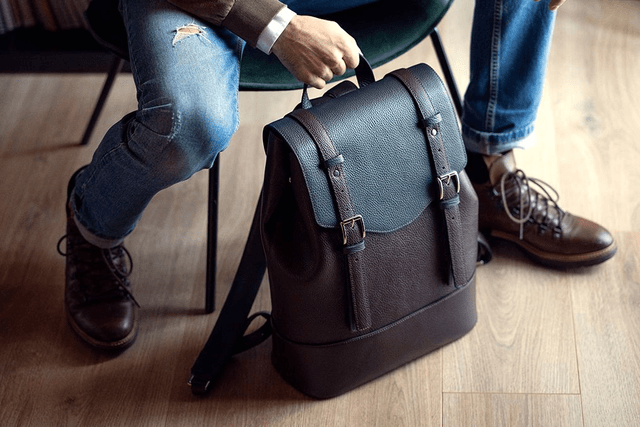 Leather Backpack | T.Moro-Blue - Mr.Trevis